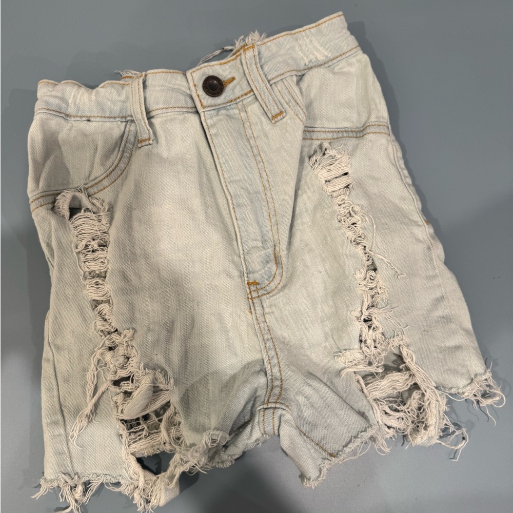 Aphrodite Blue Jean Shorts Distressed Fraying Vintage Style